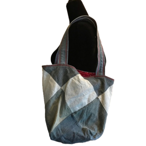 𝅺HOMEMADE/ handmade denim purse/ tote/ bucket bag. - Picture 1 of 8
